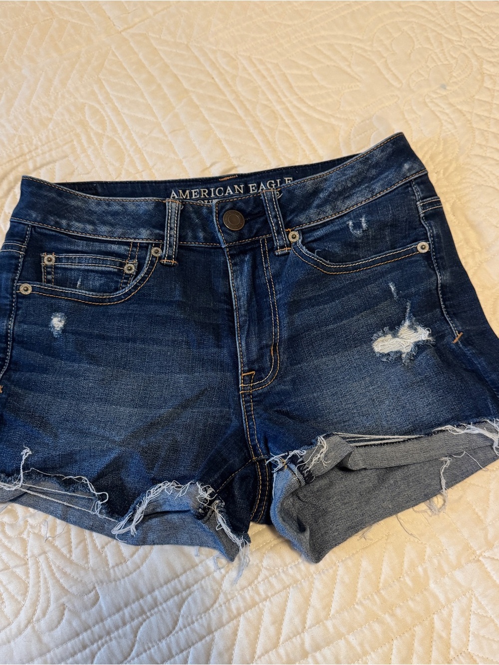 American Eagle Outfitters Indigo Distressed Denim Cutoff Shorts